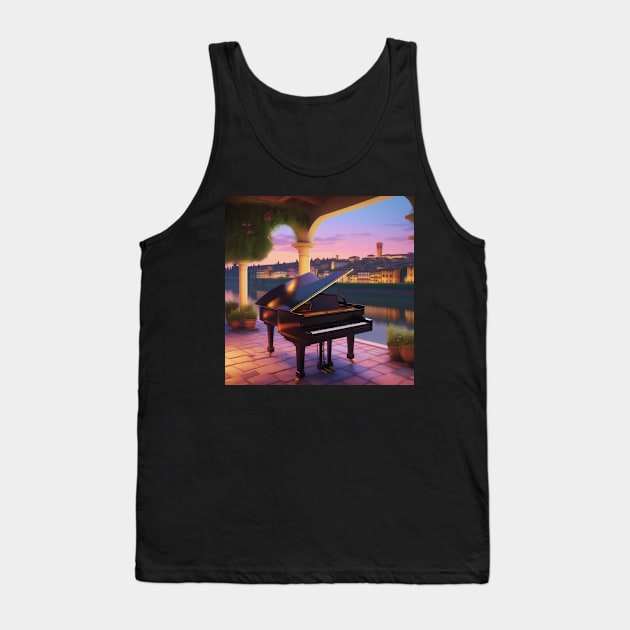 A Grand Piano In A Picturesque Scene in Florence Italy At Dusk Tank Top by Musical Art By Andrew